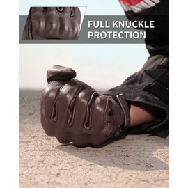 KEMIMOTO Motorcycle Gloves Full Finger Leather Motorcycle Riding Gloves for Men Touchscreen Motorbike Motorcross Racing BMX MTB Cycling with Hard Knuckle