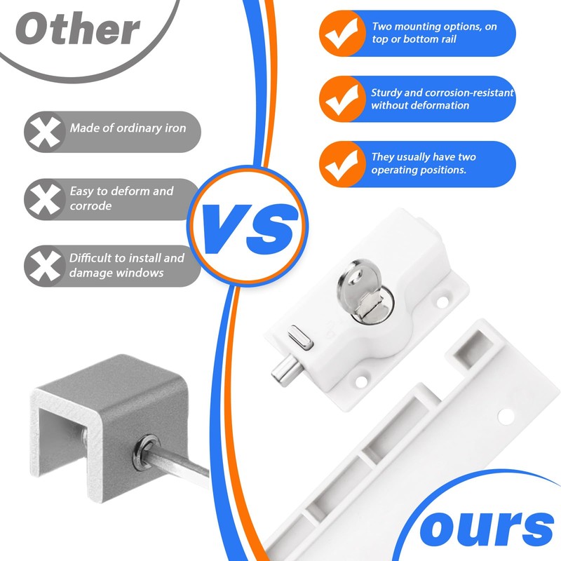 1Pack Sliding Door Lock, Patio Door Lock, White Sliding Window