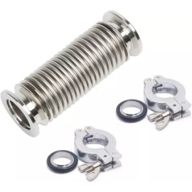 QMINOX KF25 진공 호스 키트 N25 플랜지가 있는 2팩 100mm SS304 벨로우즈 클램프 2개 링 시스템용 FKM [500mm KF25] QMINOX KF25 Vacuum Hose Kit 2-Pack with N25 Flange, 100mm SS304 Bellows Clamps 2-Set for Ring System FKM [500mm KF25]