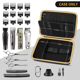 Boobowl Hard Travel Case for Hair Clippers, Hair Cutting Barber Supplies Organizer Bag, Trimmer Storage Holder for Ufree/for Wahl/for Andis Men Razor Guard Grooming Kits -Dark Black