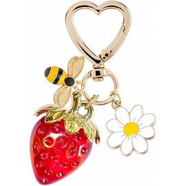 Kawaii Cherry Strawberry Bag Charm Keychain for Women