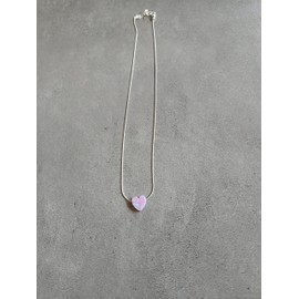 Opal Heart necklace Sterling Silver wire-cable Length 41 cm/16 inch+5cm Extender (Pink Opal)