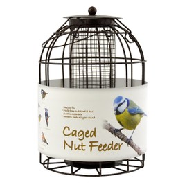 Green Jem Dome Shaped Caged Nut Wild Bird Feeder, Brown Hammer Tone, 15.5x15.5x23 cm