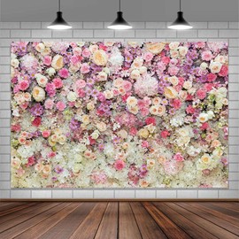 Pink Flower Wall Backdrop,Spring Mothers Day Flowers Photo Backdrop,Rose Girls Birthday Party Weeding Bridal Shower Backdrop Studio Photo Booth Props,6X4FT