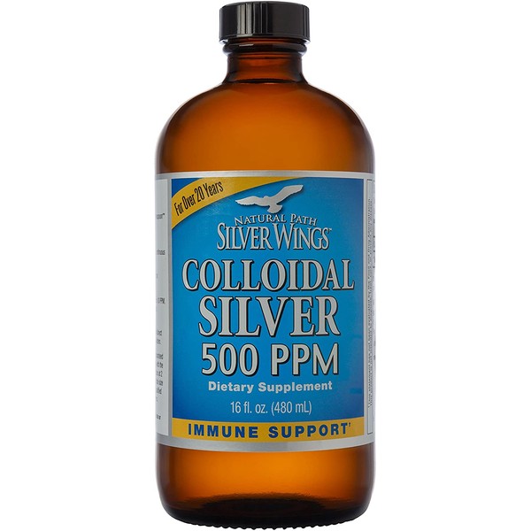 Natural Path Silver Wings - Colloidal Silver 500 ppm - Pure Mineral Supplement - Immune Support for Your Family - Powerful Healing without a Bad Taste (16 ounce, 480ml)