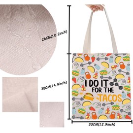Taco Gift Gym Workout Gift Weightlifting Powerlifting Taco Gym Day Tote Bag for Taco Lover (TACOS Tote)