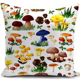 HUASHUZI Cushion Cover Mushroom Gifts Decorations Throw Pillow Case Decor Home for Livingroom Couch Sofa 18"x18"(45x45cm)
