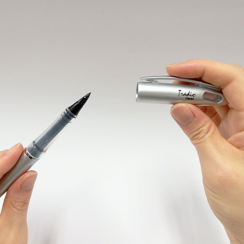 Pentel Tradio TRJ74-A Fountain Pen - Black with Silver Barrel