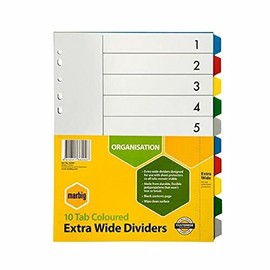 Marbig Indices & Dividers 10 Tab Pp A4 Extra Wide
