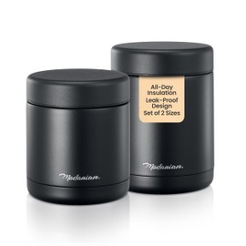 Modern vacum Insulated Food Jars set, wide mouth thermos, Soup Thermos for Hot Food, Food thermos For Adults, Stainless Steel Vacuum Insulated Lunch Containers, Thermos 16 oz, 12 oz (Black-Panther)