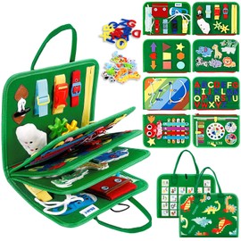 Esjay Toddler Busy Board Montessori Toys, Toddler Toys Boys Girls Gifts, Sensory Board Busy Book Educational Learning Activities for Fine Motor Skills, Travel Toys for Airplane