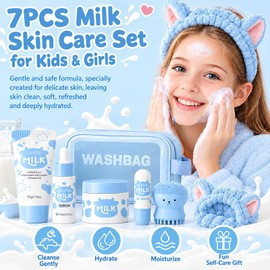 Milk Skin Care Set for Kids Teen Girls, 7PCS Daily Gentle Skin Care Set