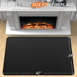 rumlick Fireplace Mat - 24"x42" Double-Sided Fireproof Waterpoof Hearth Rugs, Fire Resistant Under Grill Mat Wood Stove Fire Pit Mat