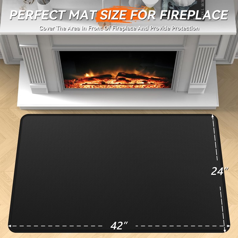 rumlick Fireplace Mat - 24"x42" Double-Sided Fireproof Waterpoof Hearth Rugs,
