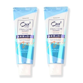 Sun-Star Ora-2 Stain Clear Toothpaste 130g Twin Pack - Natural Mint Flavor Tooth Paste, Removes Stains, Fluoride Protection, Sensitive Teeth Toothpaste for Adults