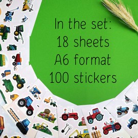 100 Pcs Tractor Stickers for Kids Tractor Decals for Kids - Kids Tractor Toys for Boys - Tractor Birthday Party Supplies - Tractor Party Supplies - Tractor Party Favors, Tractor Favors, Tractor Party