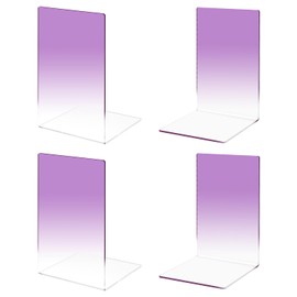 2 Pairs Acrylic Bookends, MSDADA Acrylic Book Ends for Book Shelves, Non-Slip Desktop Book Organizer Stationery Bookracks for School Supplies Library Books Office Book Holder(Purple)