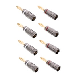 TEHAUX 10pcs Gold Plated Banana Plug Audio Connectors Durable Copper Speaker Wire Plugs for Receivers and Amplifiers Secure Connection with Screws