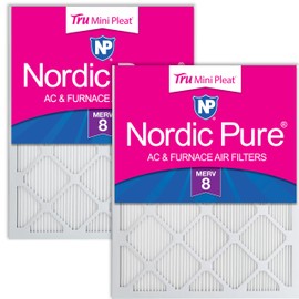 Nordic Pure 20x20x1 (19 1/2 x 19 1/2 x 3/4) Tru Mini Pleat MERV 8 AC Furnace Air Filters – 2.5X More Media for Longer-Lasting, High-Efficiency Filtration High-Efficiency Filtration - 2 Pack