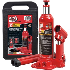 BIG RED T90213 Torin Hydraulic Welded Bottle Jack with Blow Mold Carrying Storage Case, 2 Ton (4,000 lb) Capacity, Red