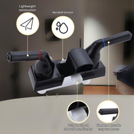 RV Shower Faucet with Hose and shower Head,Camper Shower Faucet Replacement,Rv Tub Faucet With Shower Diverter,Handheld Camper Shower Head and Hose,Rv Outdoor Shower Kit (Faucet, Black)