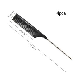 4 Pack Black Carbon Lift Teasing Combs,Strength Professional Hair Styling Comb for Women Men,Styling Lifting Back Hair Comb with Stainless Steel Lift