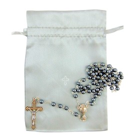 Westman Works First Holy Communion Rosary Beads with Metal Crucifix & Center for Boys Deluxe Set with Gift Bag