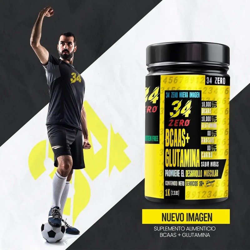 Aminoácidos Bcaas Glutamina 1kg 34 Zero Moras