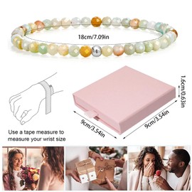 SHUOHONG Gemstone Bracelet Beads for Women, Natural Stone Bracelet Women, Chakra Spiritual Gemstone Bracelet, Elastic Beads Bracelet, Mini Ball Bracelet, Artificial Crystal