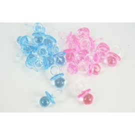100 Mini Acrylic Pacifiers Baby Shower Favor 3/4 Inches Long by 1/2 Inches Wide (Pink & Blue)
