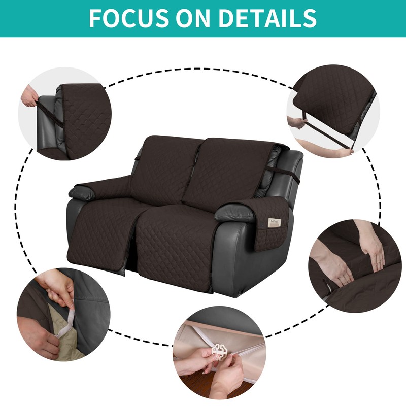 Easy-Going Waterproof Recliner Loveseat Sofa Cover with Pocket, 1-Piece Reversible