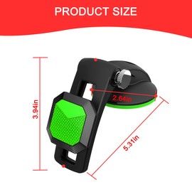 Bittwee Car Phone Holder, Magnetic Auto Phone Mount for Dashboard Windshield Screen with Flexible Base, Foldable Super Stable Compatible with 15 14 13 12 Pro Max & All Phones（Green/Suction Cup）