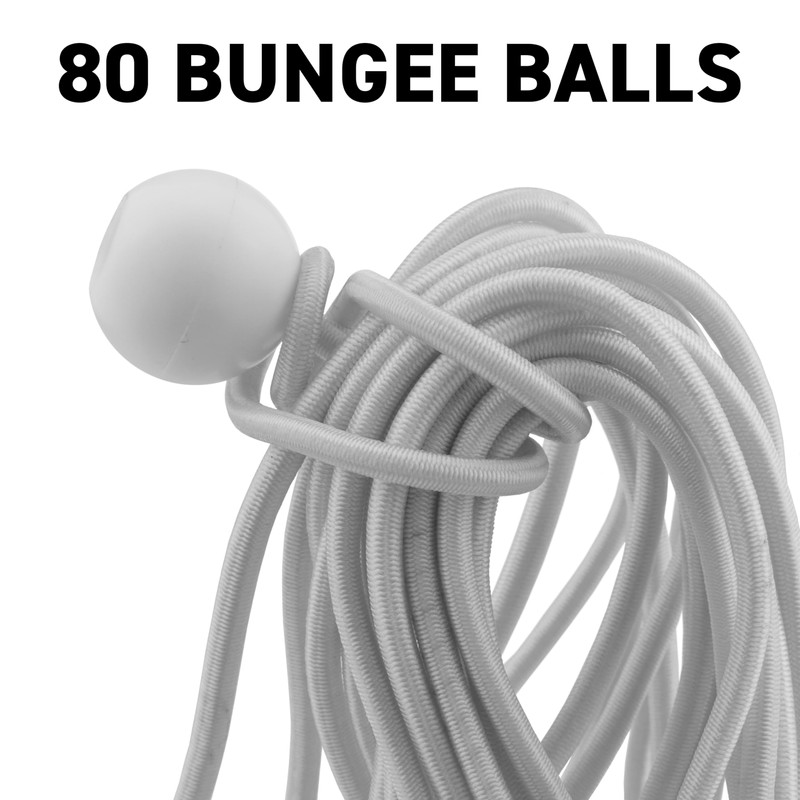 6"white bungee ball,marquee ties,elasticated toggles,shock ties,tarpaulin tie down,camping PACK OF