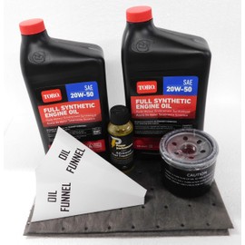 Toro (Fits Exmark) SAE 20W-50 Full Synthetic Oil Change Kit with 136-7848 Oil Filter and Fuel Treatment