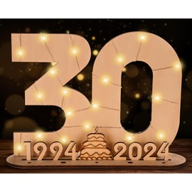 Giftota 2024 Originelle 30 Geburtstag Geschenk Frauen & Männer - Geldgeschenke Geburtstag 30 mit LED-Lichterketten - Dekorationen aus Holz - 30 Holz-Schild Gästebuch - Personalisierbares Geschenk