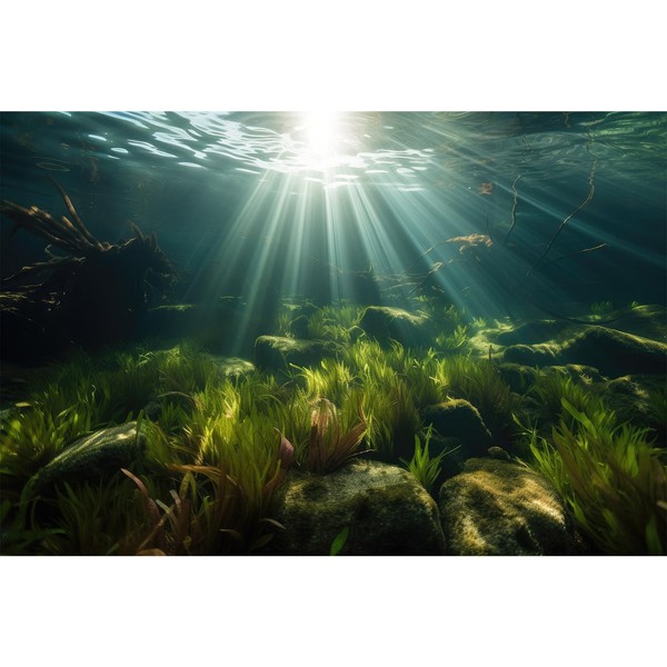 Underwater Aquarium Background Under The Sea Aquatic Grass with Sunbeams