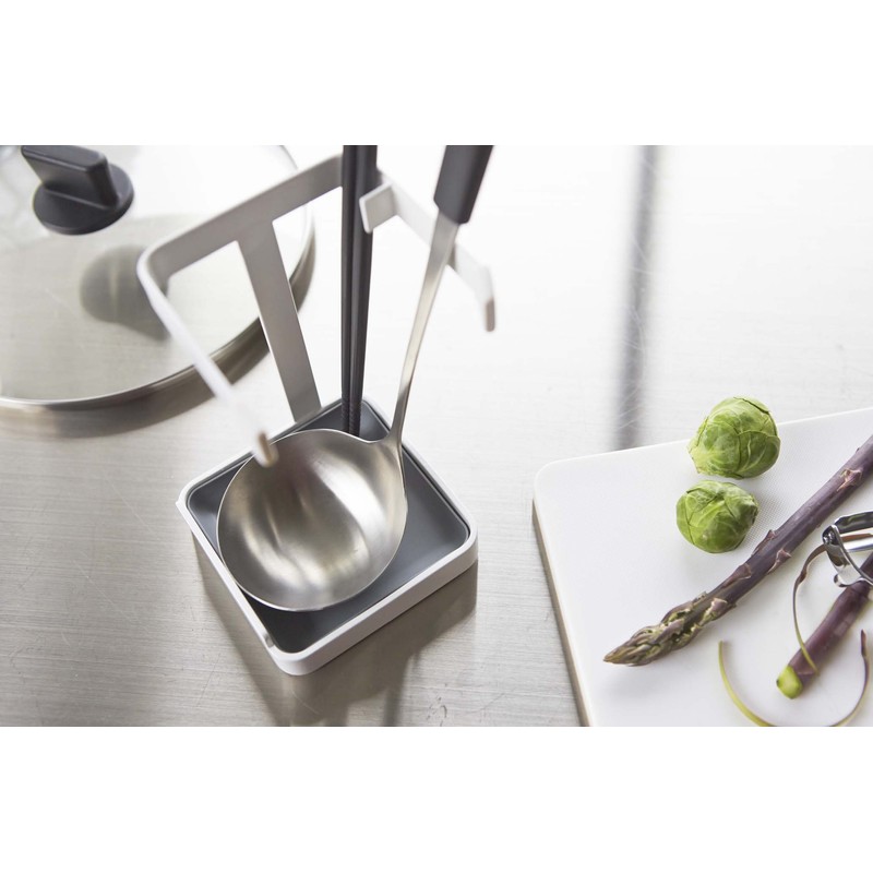 山崎実業 お玉&鍋蓋スタンド プレート ホワイト 2800