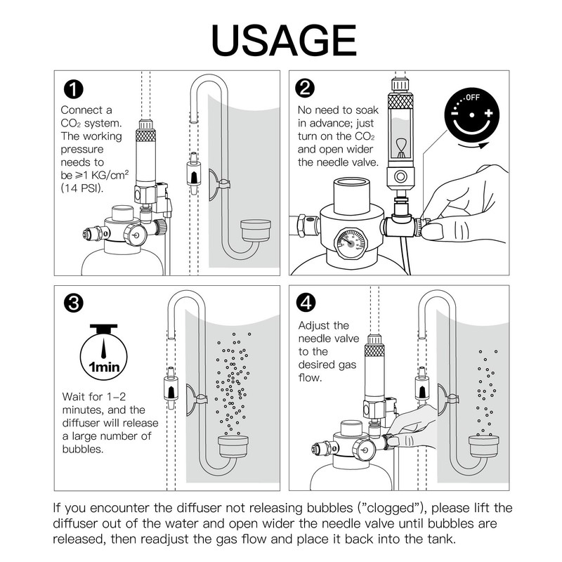 Clscea Acrylic CO2 Diffuser for Aquarium Planted Tank, Hooked version-30cm