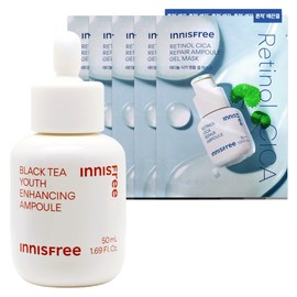 Innisfree Black Tea Youth Enhancing Ampoule 50ml+Retinol Cica Trace Ampoule Gel Mask (23mL) 5 sheets / 이니스프리 블랙티 유스 인핸싱 앰플 50ml+레티놀 시카 흔적 앰플 겔 마스크 (23mL) 5매