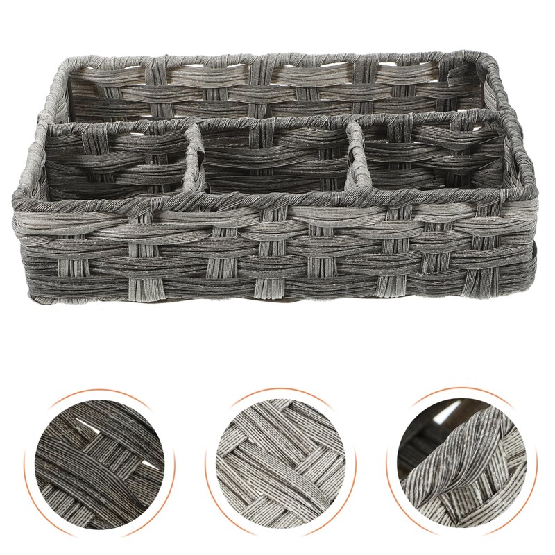 Alipis Bathroom Storage Holder Woven Basket Desktop Organizer for Cosmetics