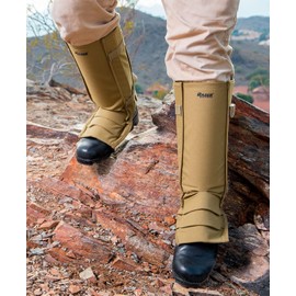 Razer Snake Gaiters for Hiking and Hunting - Snake Bite Protection Guards for Lower Legs with Storage Bag, Heavy Duty, Adjustable, Lightweight Design fits Men and Women - Lab Tested in USA (Tan)