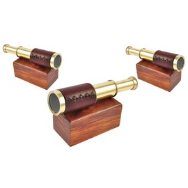 6 Inch Vintage Antique Handheld Adjustable Zoomable Monocular Nautical Brass Telescope In Hand Crafted Wooden Pouch Navy Pirate Navigation Spyglass Pirate Accessory Gifts For Kids