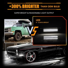 OFFKAT Front Fender LED Side Marker Lights for 1981-1991 Chevy C10 C20 C30 GMC C1500 C2500 Suburban Blazer Jimmy, Smoked Lens Side Bumper Marker Lamps, White LED Side Markers Turn Signal Light, 2 PCS