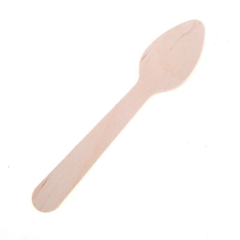 250PCS Wooden Cutlery Teaspoon Eco-Friendly 11cm Party Home Kitchen Utensil