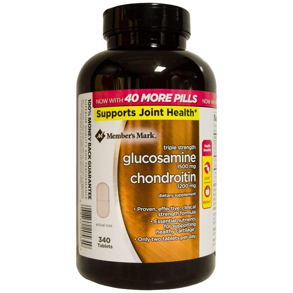 Member's Mark Triple Strength Glucosamine Chondroitin 340 Count. Body from Glucose and The Amino Acid