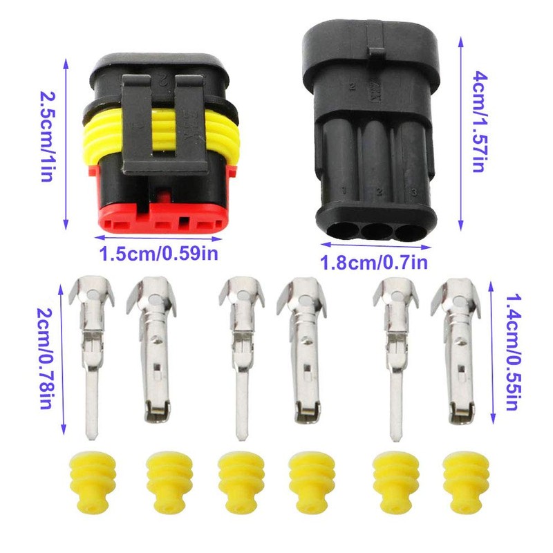 GTIWUNG 10 Kit 3 Pin Waterproof Connector Coupler Waterproof Connector