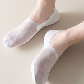 Men's Ice Silk Mesh Fashion Rayon Transparent Cool Non-Slip Summer Footie Socks Men's Cool Socks Light Gray 5ea