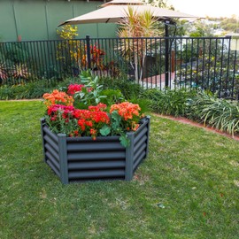 The Organic Garden Company OGC50H Hexagonal Raised Garden Bed, Woodland Grey