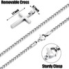Fiusem Cross Necklace for Men, Silver Tone Mens Cross Necklaces