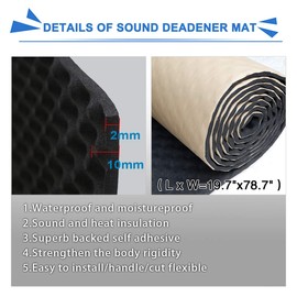 uxcell Sound Acoustic Absorption Car Audio Stereo Heatproof Foam Wave Style Deadener 19.7"x78.7" 10.76sqft